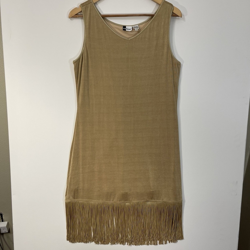 Vintage Together Metallic Gold Flapper Dress Fringe Party Metallic Classy Size L